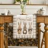 Artoid Mode Green Blue Pink Buffalo Plaid Bunny Happy Easter Table Runner, Spring Kitchen Dining Table Decoration for Home Party Decor 13×72 Inch(Brown/Beige)