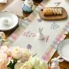 Artoid Mode Green Blue Pink Buffalo Plaid Bunny Happy Easter Table Runner, Spring Kitchen Dining Table Decoration for Home Party Decor 13×72 Inch(Green/Blue/Pink)