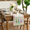 Artoid Mode Green Blue Pink Buffalo Plaid Bunny Happy Easter Table Runner, Spring Kitchen Dining Table Decoration for Home Party Decor 13×72 Inch(Green/Blue/Pink)