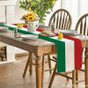 Artoid Mode Green Red Stripes Italy Table Runner, Italian Themed Party Kitchen Dining Table Decoration for Home Decor 13×72 Inch(Green/White/Red)