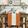 Artoid Mode Green Red Stripes Italy Table Runner, Italian Themed Party Kitchen Dining Table Decoration for Home Decor 13×72 Inch(Orange/White/Orange)