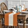 Artoid Mode Green Red Stripes Italy Table Runner, Italian Themed Party Kitchen Dining Table Decoration for Home Decor 13×72 Inch(Orange/White/Orange)