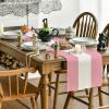 Artoid Mode Green Red Stripes Italy Table Runner, Italian Themed Party Kitchen Dining Table Decoration for Home Decor 13×72 Inch(Pink/White/Pink)