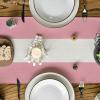 Artoid Mode Green Red Stripes Italy Table Runner, Italian Themed Party Kitchen Dining Table Decoration for Home Decor 13×72 Inch(Pink/White/Pink)