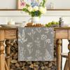 Artoid Mode Leaves Flowers Spring Table Runner, Seasonal Kitchen Dining Table Decoration for Home Party Decor 13×72 Inch(Silver)
