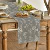 Artoid Mode Leaves Flowers Spring Table Runner, Seasonal Kitchen Dining Table Decoration for Home Party Decor 13×72 Inch(Silver)