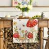 Artoid Mode Mushroom Wildflowers Spring Table Runner, Seasonal Summer Bees Butterfly Kitchen Dining Table Decoration for Home Party Decor 13×72 Inch(Beige)