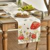 Artoid Mode Mushroom Wildflowers Spring Table Runner, Seasonal Summer Bees Butterfly Kitchen Dining Table Decoration for Home Party Decor 13×72 Inch(Beige)
