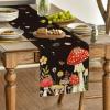 Artoid Mode Mushroom Wildflowers Spring Table Runner, Seasonal Summer Bees Butterfly Kitchen Dining Table Decoration for Home Party Decor 13×72 Inch(Black)