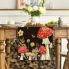 Artoid Mode Mushroom Wildflowers Spring Table Runner, Seasonal Summer Bees Butterfly Kitchen Dining Table Decoration for Home Party Decor 13×72 Inch(Black)
