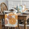 Artoid Mode Red Orange Dahlia Floral 2025 New Year Table Runner, Spring Festival Winter Holiday Kitchen Dining Table Decoration for Home Party Decor 13×72 Inch(Orange/Brown/Grey)