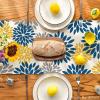 Artoid Mode Red Orange Dahlia Floral 2025 New Year Table Runner, Spring Festival Winter Holiday Kitchen Dining Table Decoration for Home Party Decor 13×72 Inch(Blue/Yellow/Grey)