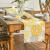 Artoid Mode Red Orange Dahlia Floral 2025 New Year Table Runner, Spring Festival Winter Holiday Kitchen Dining Table Decoration for Home Party Decor 13×72 Inch(Orange/Yellow/Grey)