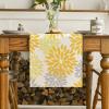 Artoid Mode Red Orange Dahlia Floral 2025 New Year Table Runner, Spring Festival Winter Holiday Kitchen Dining Table Decoration for Home Party Decor 13×72 Inch(Orange/Yellow/Grey)