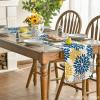 Artoid Mode Red Orange Dahlia Floral 2025 New Year Table Runner, Spring Festival Winter Holiday Kitchen Dining Table Decoration for Home Party Decor 13×72 Inch(Blue/Yellow/Grey)