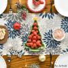 Artoid Mode Red Orange Dahlia Floral 2025 New Year Table Runner, Spring Festival Winter Holiday Kitchen Dining Table Decoration for Home Party Decor 13×72 Inch(Blue/Grey/Silver)