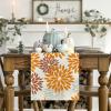 Artoid Mode Red Orange Dahlia Floral 2025 New Year Table Runner, Spring Festival Winter Holiday Kitchen Dining Table Decoration for Home Party Decor 13×72 Inch(Orange/Brown/Grey)