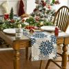 Artoid Mode Red Orange Dahlia Floral 2025 New Year Table Runner, Spring Festival Winter Holiday Kitchen Dining Table Decoration for Home Party Decor 13×72 Inch(Blue/Grey/Silver)