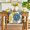 Artoid Mode Red Orange Dahlia Floral 2025 New Year Table Runner, Spring Festival Winter Holiday Kitchen Dining Table Decoration for Home Party Decor 13×72 Inch(Blue/Yellow/Grey)