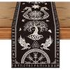 Artoid Mode Beige Viking Tree of Life Raven Helmet of Awe Table Runner, Seasonal Kitchen Dining Table Decoration for Home Party Decor 13×72 Inch(Black)