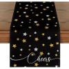 Artoid Mode Black Stars Cheers Happy Birthday Celebration 2026 New Year Table Runner, Graduation Holiday Kitchen Dining Table Decoration for Home Party 13×72 Inch(Table Runner  13″ x 72″)