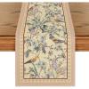 Artoid Mode Blue Birds Flowers Blossom Table Runner, Seasonal Spring Floral Kitchen Dining Table Decoration for Home Party Decor 13×72 Inch(Beige)