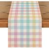 Artoid Mode Blue Pink Yellow Buffalo Plaid Easter Table Runner, Daily Holiday Check Kitchen Dining Table Decoration for Home Party Outdoor 13×72 Inch(Blue/Pink/Yellow)