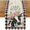 Artoid Mode Buffalo Plaid Cow Farm Table Runner, Fall Farmhouse Kitchen Dining Table Decoration for Outdoor Home Party 13×72 Inch