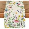 Artoid Mode Daisy Eucalyptus Lavender Floral Leaves Summer Table Runner, Spring Kitchen Dining Table Decoration for Home Party Decor 13×72 Inch(Beige)