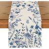Artoid Mode Daisy Eucalyptus Lavender Floral Leaves Summer Table Runner, Spring Kitchen Dining Table Decoration for Home Party Decor 13×72 Inch(Blue)