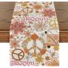 Artoid Mode Daisy Flower Peace and Love Table Runner, Wreath Float Groovy Kitchen Dining Table Decoration for Outdoor Home Party 13×72 Inch(Beige/Pink)