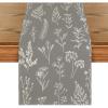 Artoid Mode Leaves Flowers Spring Table Runner, Seasonal Kitchen Dining Table Decoration for Home Party Decor 13×72 Inch(Silver)