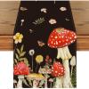 Artoid Mode Mushroom Wildflowers Spring Table Runner, Seasonal Summer Bees Butterfly Kitchen Dining Table Decoration for Home Party Decor 13×72 Inch(Black)