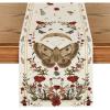 Artoid Mode Poppy Moth Mushroom Moon Fall Table Runner, Seasonal Autumn Kitchen Dining Table Decoration for Home Party Decor 13×72 Inch(Beige)