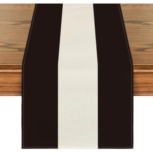 Artoid Mode Green Red Stripes Italy Table Runner, Italian Themed Party Kitchen Dining Table Decoration for Home Decor 13×72 Inch(Beige/Black)