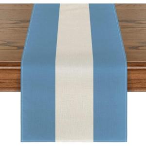 Artoid Mode Green Red Stripes Italy Table Runner, Italian Themed Party Kitchen Dining Table Decoration for Home Decor 13×72 Inch(Blue/White)