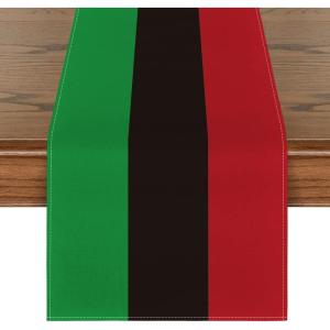 Artoid Mode Green Red Stripes Italy Table Runner, Italian Themed Party Kitchen Dining Table Decoration for Home Decor 13×72 Inch(Green/Black/Red)