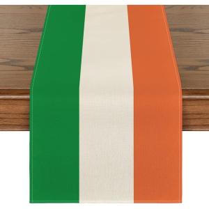 Artoid Mode Green Red Stripes Italy Table Runner, Italian Themed Party Kitchen Dining Table Decoration for Home Decor 13×72 Inch(Green/White/Orange)