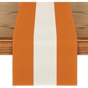 Artoid Mode Green Red Stripes Italy Table Runner, Italian Themed Party Kitchen Dining Table Decoration for Home Decor 13×72 Inch(Orange/White/Orange)