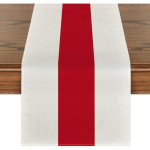 Artoid Mode Green Red Stripes Italy Table Runner, Italian Themed Party Kitchen Dining Table Decoration for Home Decor 13×72 Inch(White/Red/White)