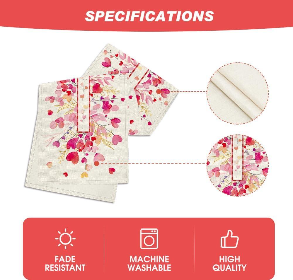 image:imageArtoid Mode Red Pink Heart Branch Table Runner Seasonal Leaf Kitchen Dining Table Decoration for Home Party Decor 13x72 InchPink