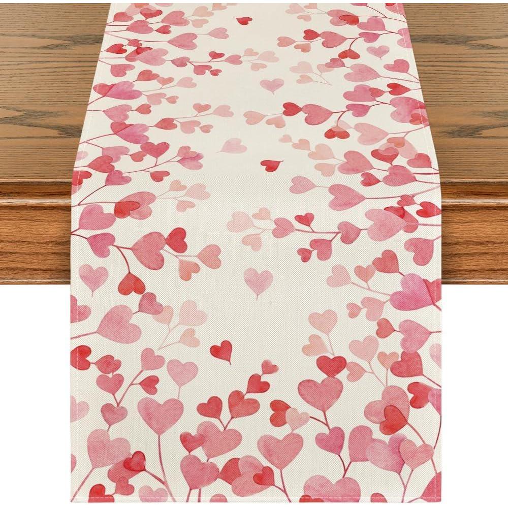 image:imageArtoid Mode Pink Love Valentines Table Runner Anniversary Wedding Kitchen Dining Table Decoration for Home Party Decor 13x72 InchPink