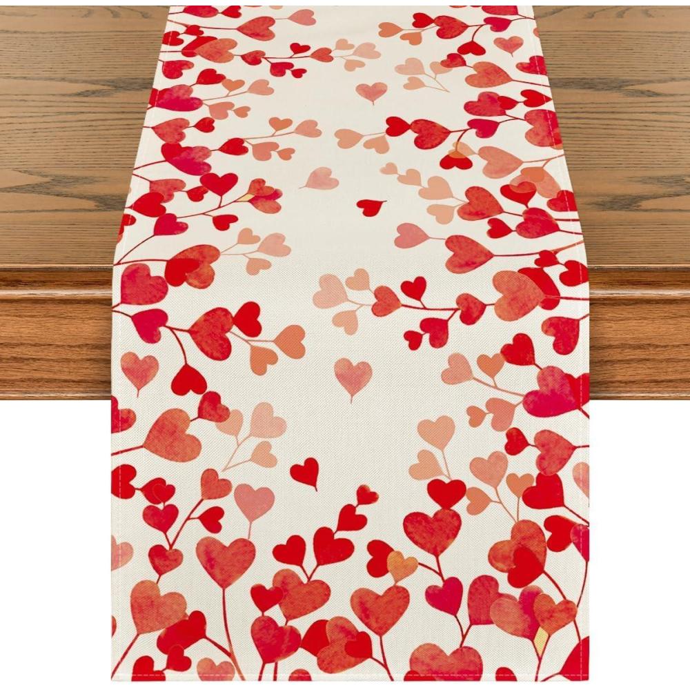 image:imageArtoid Mode Pink Love Valentines Table Runner Anniversary Wedding Kitchen Dining Table Decoration for Home Party Decor 13x72 InchRed