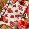 Artoid Mode Buffalo Plaid Red Heart Bow Tie Valentine’s Day Table Runner, Seasonal Kitchen Dining Table Decoration for Home Party Decor 13×72 Inch(Buffalo Plaid)