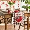 Artoid Mode Buffalo Plaid Red Heart Bow Tie Valentine’s Day Table Runner, Seasonal Kitchen Dining Table Decoration for Home Party Decor 13×72 Inch(Buffalo Plaid)