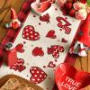Artoid Mode Buffalo Plaid Red Heart Bow Tie Valentine’s Day Table Runner, Seasonal Kitchen Dining Table Decoration for Home Party Decor 13×72 Inch(Red)