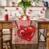 Artoid Mode Love Red Pink Heart Valentine’s Day Table Runner, Anniversary Wedding Kitchen Dining Table Decoration for Home Party Decor 13×72 Inch(Wood Love)