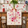 Artoid Mode Red Pink Heart Branch Table Runner, Seasonal Leaf Kitchen Dining Table Decoration for Home Party Decor 13×72 Inch(Pink)