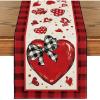 Artoid Mode Buffalo Plaid Red Heart Bow Tie Valentine’s Day Table Runner, Seasonal Kitchen Dining Table Decoration for Home Party Decor 13×72 Inch(Red)