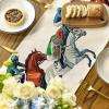 Artoid Mode Horse Racing Jockey Kentucky Table Runner, Sports Festival Holiday Kitchen Dining Table Decoration for Home Party Decor 13×72 Inch(Beige)
